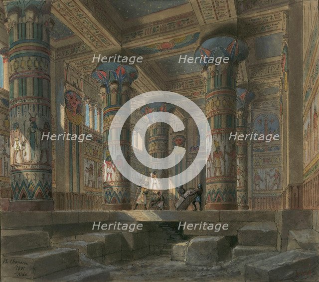 Set design for opera Aida by Giuseppe Verdi. Paris, Théâtre national de l'Opéra, 1880.