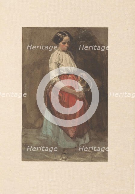 Standing girl pouring from a jug into a glass, 1842-1859. Creator: Josef Eduard Tetar van Elven.