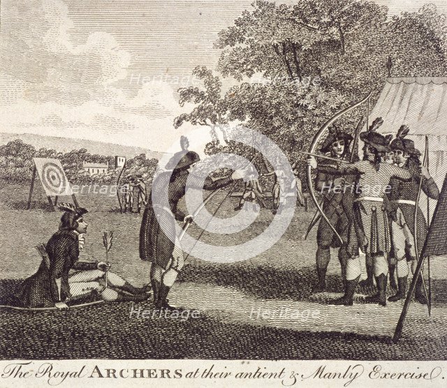 View of The Royal Archers in Finsbury Fields, c1750. Artist: Anon