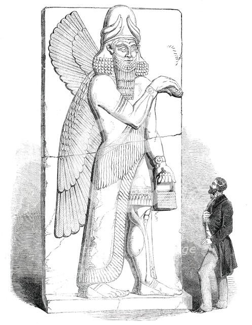 Nimroud Sculptures at the British Museum - Colossal Figure of Winged Man or Divinity, 1850. Creator: Unknown.