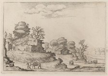 Rustic Landscape with Peasants and Horses, 1638. Creator: Ercole Bazicaluva.