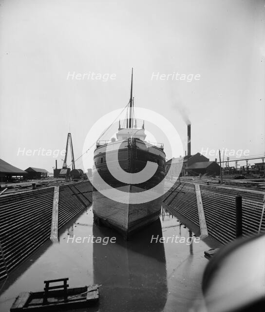Str. John Craig in dry dock, Detroit, between 1900 and 1905. Creator: Unknown.