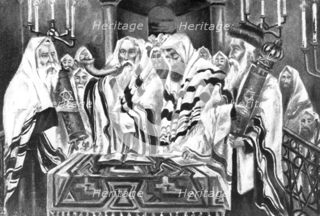 Sounding the shofar, c1910. Artist: Zorza