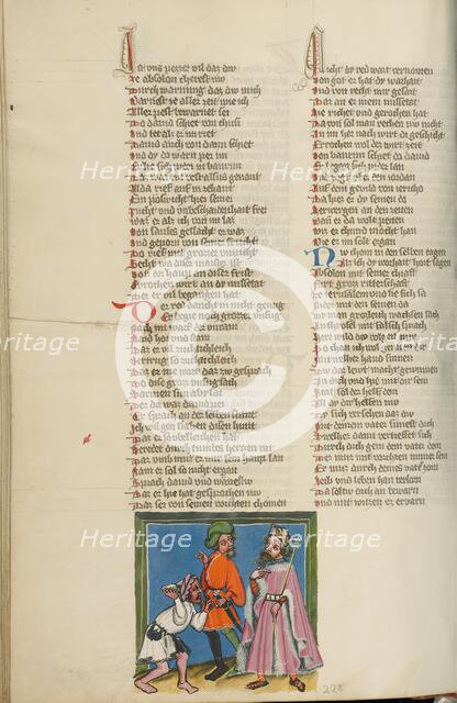 Shimei Throwing Stones at David; Weltchronik, about 1400-1410. Creator: Unknown.