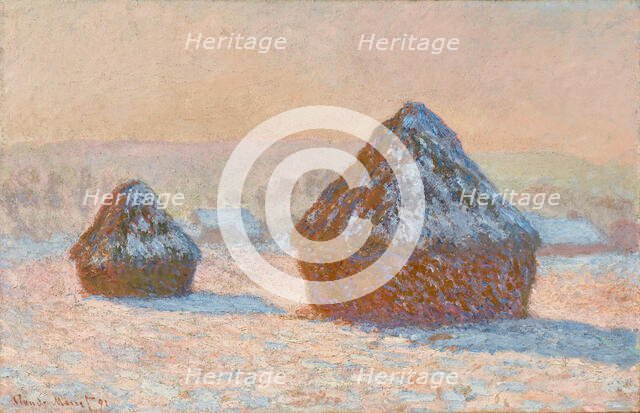 Wheatstacks, Snow Effect, Morning (Meules, Effet de Neige, Le Matin), 1891. Creator: Claude Monet.