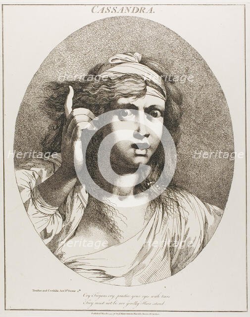 Cassandra, from Twelve Characters from Shakespeare, originally published March 15, 1776, pub. 1809. Creator: John Hamilton Mortimer.