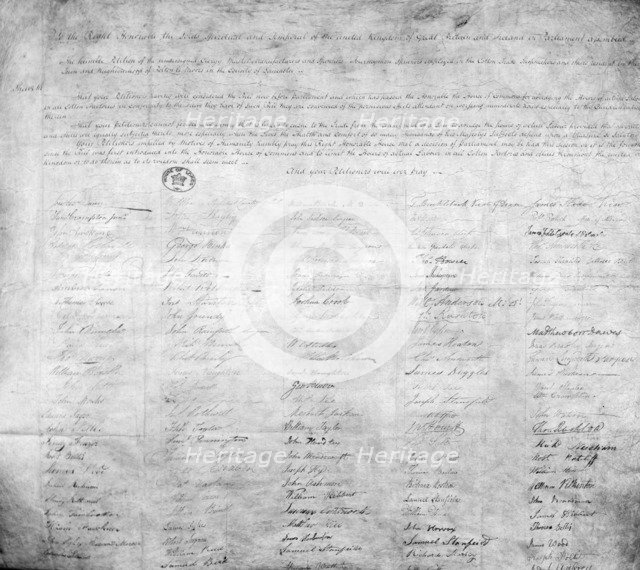 Petition for the factories act 19th century. Artist: Unknown