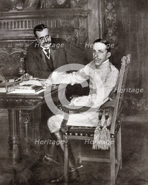 Alfonso XIII, King of Spain. (1886-1941), with his prime minister Canalejas, after the meeting of…