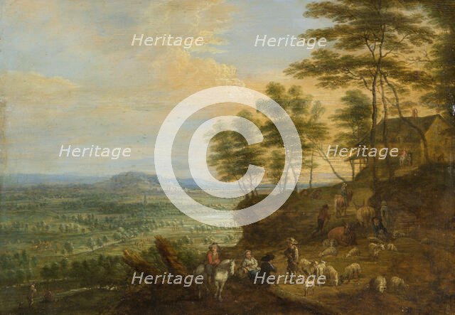 Landscape with Herd of Cattle before a Panoramic View, c1665. Creator: Unknown.