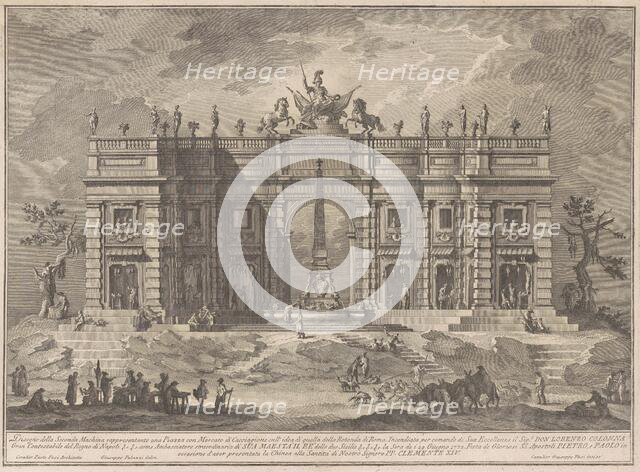 The Seconda Macchina for the Chinea of 1772: A Square with a Game Market..., 1772. Creator: Giuseppe Vasi.