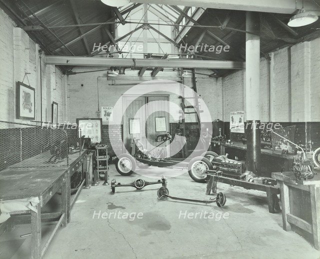Motor car engine laboratory, Borough Polytechnic, Southwark, London, 1936. Artist: Unknown.