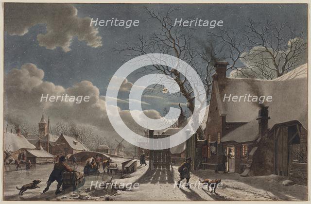 Winter Night in a Dutch Town, 1797. Creator: Jacob Cats (Dutch, 1741-1799).