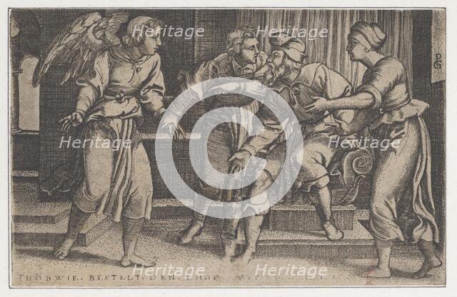 Tobias and the Archangel Raphael, from The Story of Tobias, 1543. Creator: Georg Pencz.