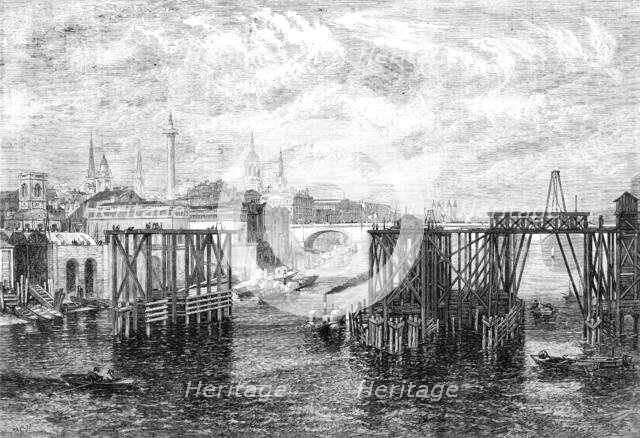 The South-Eastern Railway Company's Works on the River: view from Southwark Bridge..., 1864. Creator: Mason Jackson.