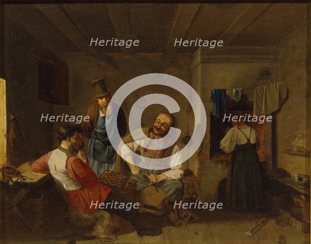 The Draughts Players, End of 19th cen.. Artist: Anonymous  