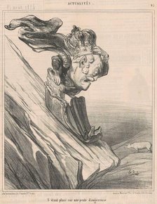 S'étant placé sur une pente dangereuse, 19th century. Creator: Honore Daumier.