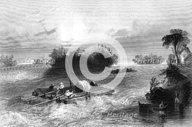 Rapids on the approach to the village of Cedars, Canada, 1842.Artist: JC Bentley