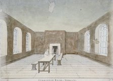 Interior of the condemned room in Newgate Prison, Old Bailey, City of London, 1810. Artist: Valentine Davis