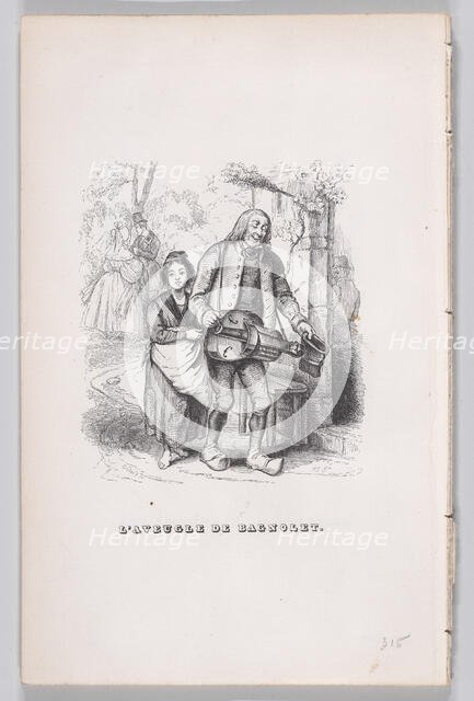 The Blind Man of Bagnolet from The Complete Works of Béranger, 1836. Creator: Pierre Francois Godard.