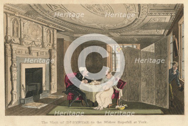 'The Visist of Dr Syntax to the Widow Hopefull at York', 1820. Artist: Thomas Rowlandson.