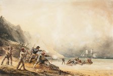 Battle between smugglers and marines, 1830. Creator: Theodore Gudin.