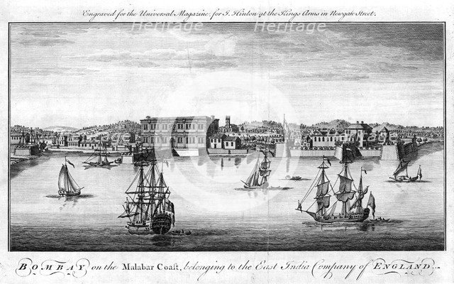 Bombay, the East India Company's port on the Malabar Coast of India, 1755. Artist: Unknown