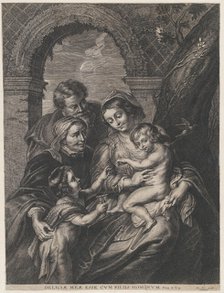 The Holy Family with Saint Elizabeth and the infant Saint John the Baptist, holding..., ca. 1655-95. Creator: Anon.