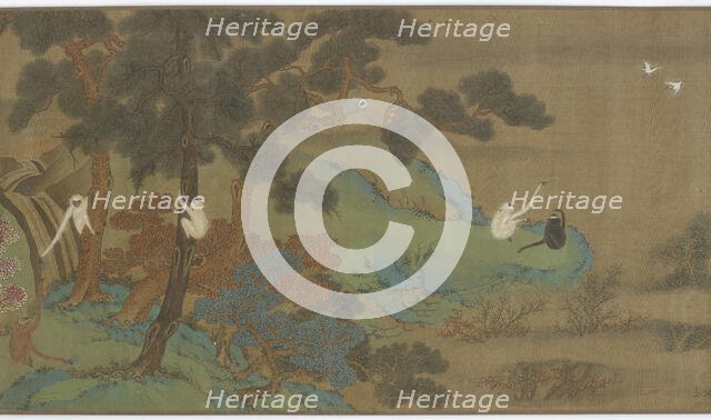 Landscape with Gibbons and Cranes, Qing dynasty, 18th century. Creator: Unknown.
