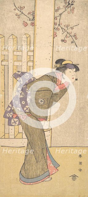 The Fourth Iwai Hanshiro as a Woman Standing under a Torii, ca. 1791? Creator: Katsukawa Shun'ei.