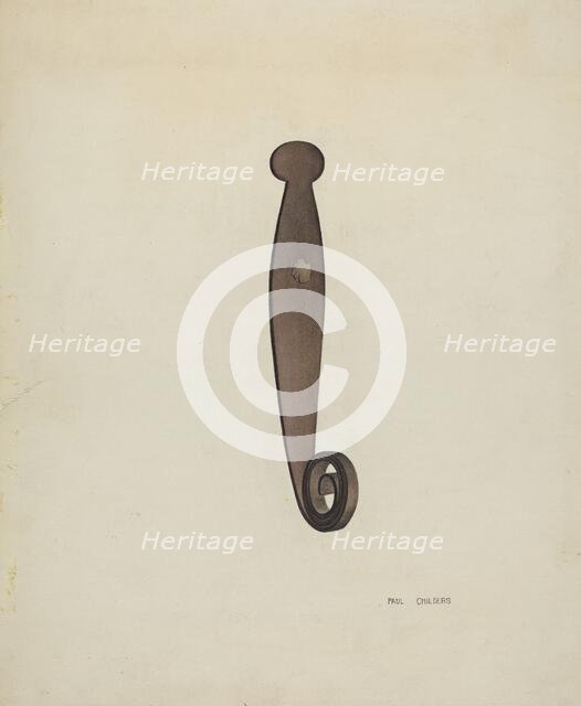 Iron Shutter Latch, c. 1939. Creator: William Paul Childers.