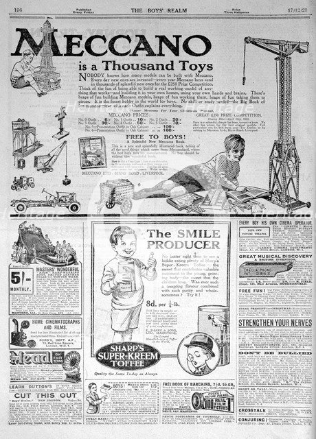 An advertising page in The Boy's Realm, Christmas 1921. Artist: Unknown