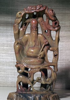 Soapstone Chinese statuette of Shou-lao, 17th century. Artist: Unknown