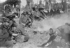 French soldiers eating soup on march, between c1914 and c1915. Creator: Bain News Service.