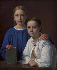 Meta Magdalene Hammerich and the Artist's Daughter Kristiane Konstantin Hansen;Two Young Girls, 1861 Creator: Constantin Hansen.