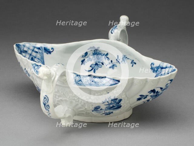 Two-Handled Sauceboat, Worcester, c. 1755. Creator: Royal Worcester.