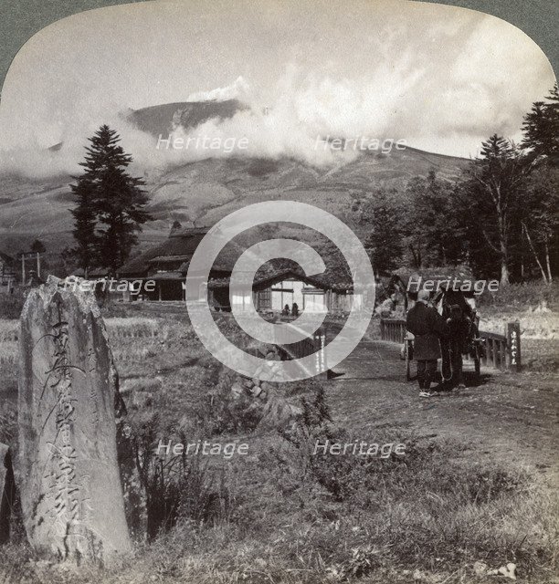 Mount Asama (Asamayama), Japan's largest active volcano, northwest from Katsukake, 1904.Artist: Underwood & Underwood