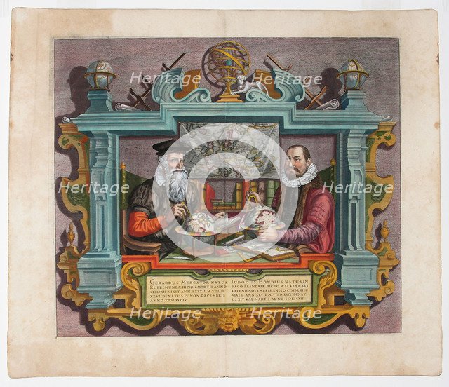 Double Portrait of Gerardus Mercator (1512-1594) and Jodocus Hondius (1563-1612). Artist: Hondius (Keer van der), Coletta (active Early 17th cen.)