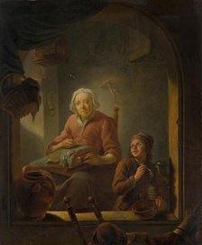 A Lacemaker, with a Boy Blowing Bubbles. Creator: Louis de Moni.