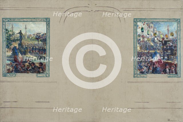 Esquisse pour la mairie du 12ème arrondissement de Paris : Place de la Nation. Place de..., c.1910. Creator: Claude Charles Bourgonnier.