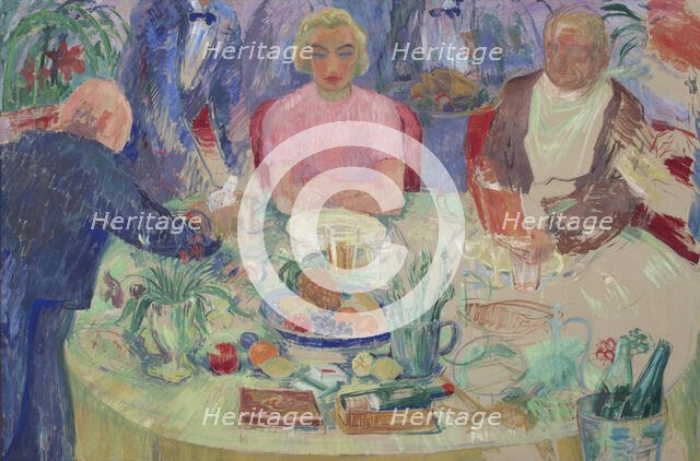 Breakfast table; unfinished. Creator: Hjalmar Hagelstam.