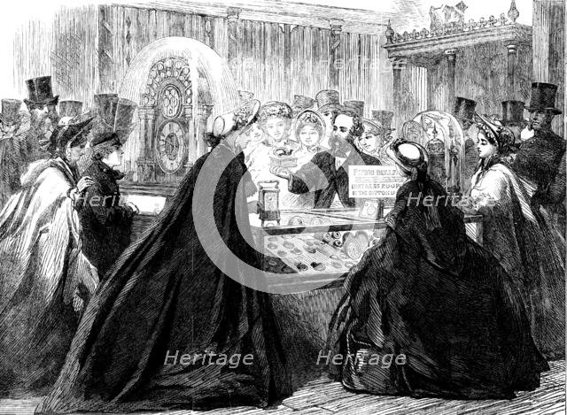 The International Exhibition: the piping bullfinch in the Swiss Court, 1862. Creator: Unknown.