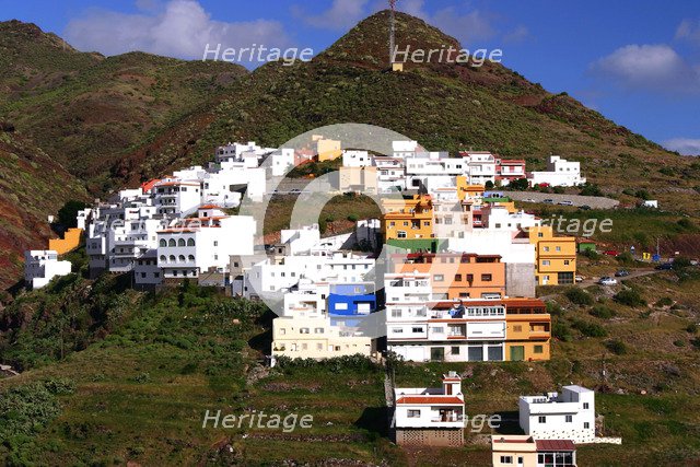 Houses above the town on a mountainside, San Andres, Tenerife, Canary Islands, 2007.