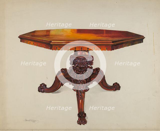 Carved Mahogany Table, 1937. Creator: Florence Truelson.