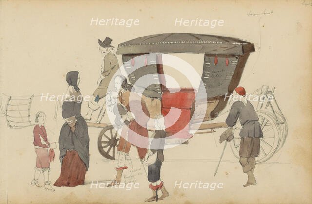 Figures and carriage, 1852.  Creator: Cornelis Springer.