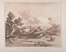 Landscape with a Figure Herding Cattle, and a Shepherd Resting, May 21, 1789., May 21, 1789. Creator: Thomas Rowlandson.