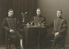 Three young uniformed cavalrymen, Malmö, Sweden, 1920s. Artist: Otto Ohm