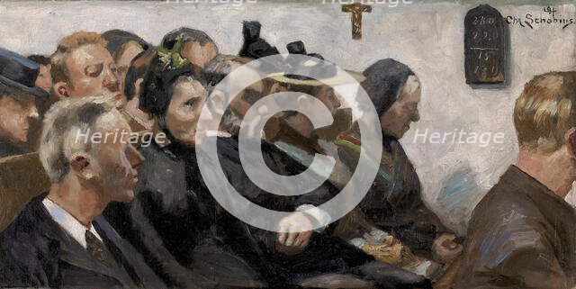 Attendees in a village church, 1894. Creator: Christjern Schobius.