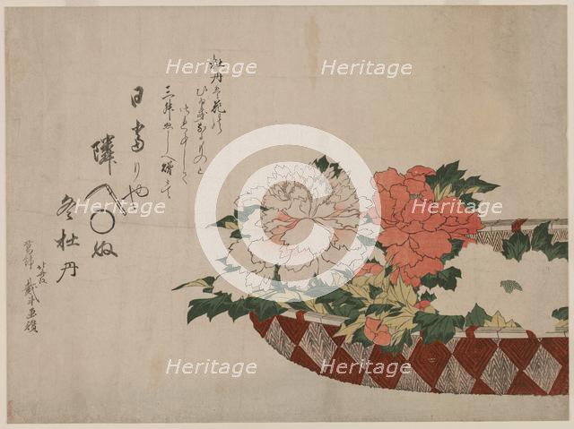 Basket of Peonies, 1810 or 1814. Creator: Katsushika Hokusai (Japanese, 1760-1849).