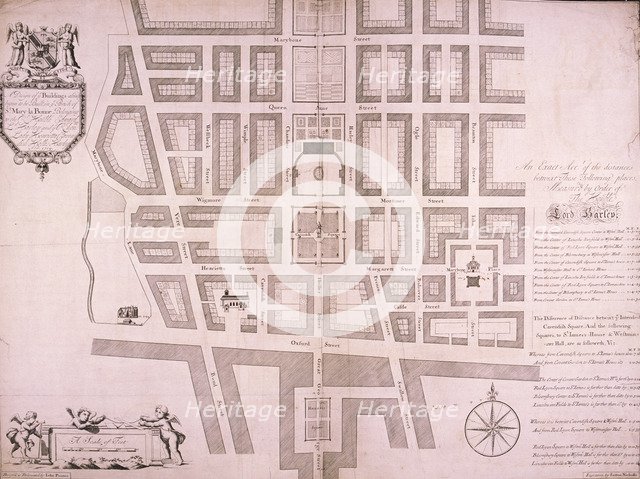 Plan of the area north of Oxford Street, London, 1719. Artist: John Prince
