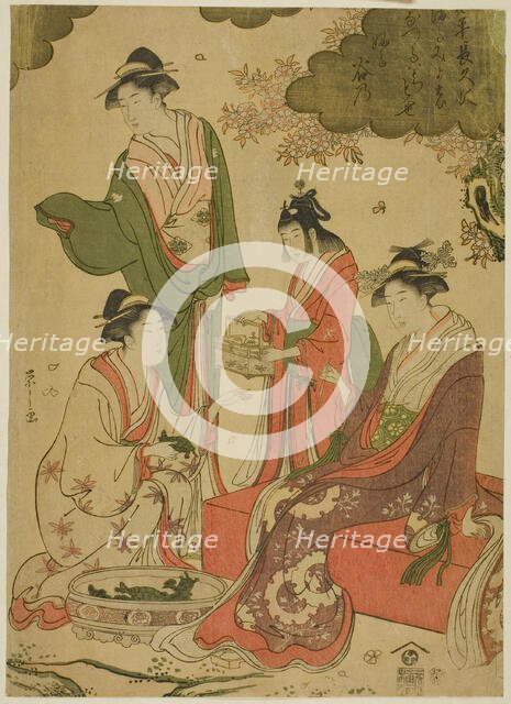 Women Viewing Cherry Blossoms, c. 1793. Creator: Hosoda Eishi.